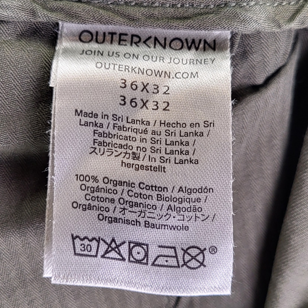 Outerknown Organic Cotton Khakis in "Olive Night" Green size 36x32 - Picture 4 of 5